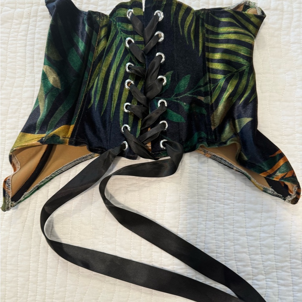 Tiger Print Corset Top with Black Straps - Picture 2 of 6